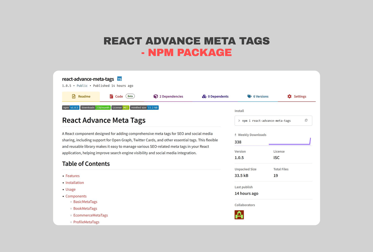 React Advance Meta Tags - NPM Package